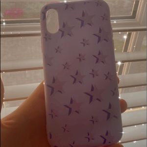 Purple Iphone X phone Case with Purple Stars.